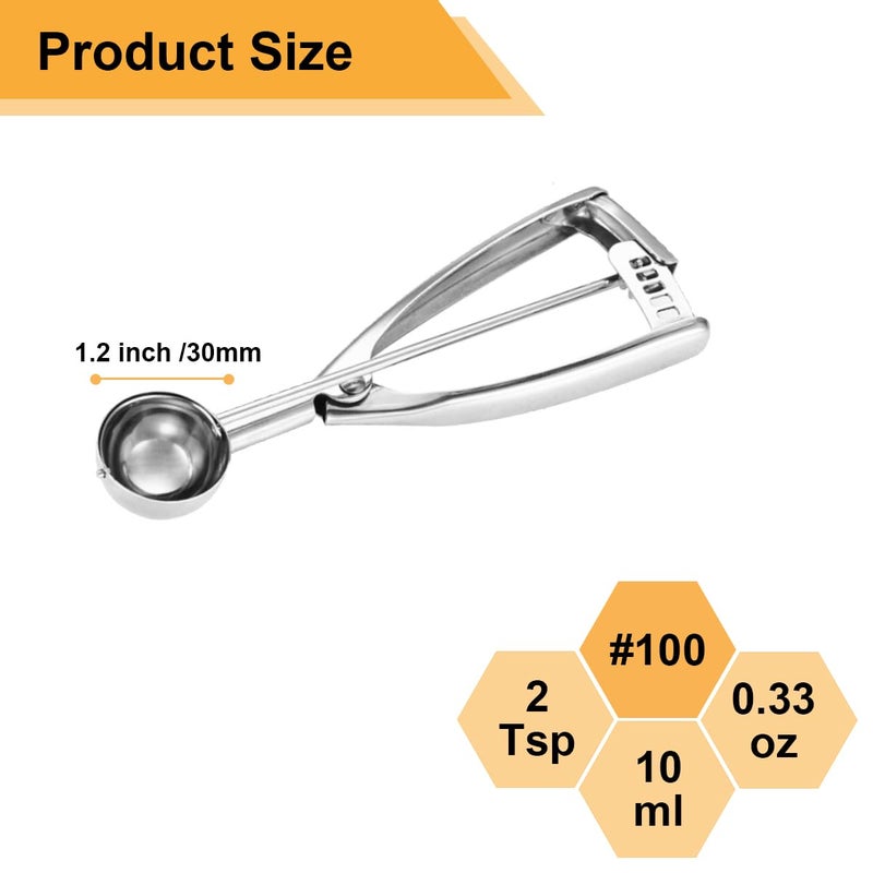 Fayomir Mini Cookie & Melon Ball Scoop, 2 Teaspoon/10ml/0.33 OZ, 18/8 Stainless Steel - Image 2